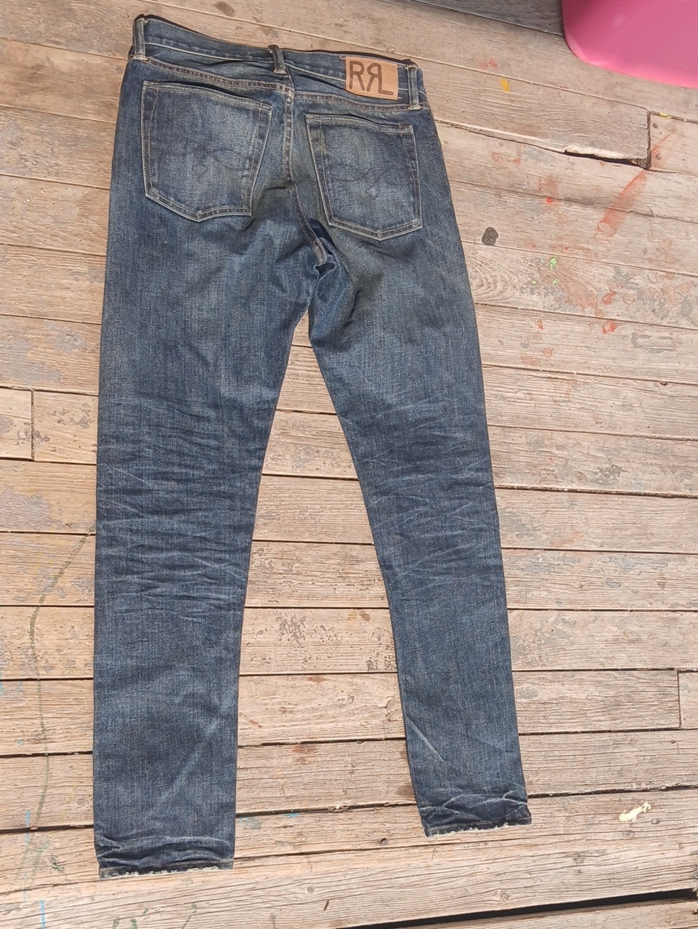 Ralph Lauren Double RL Men's Indigo Denim Jeans with Contrast Stitching - Picture 4 of 5